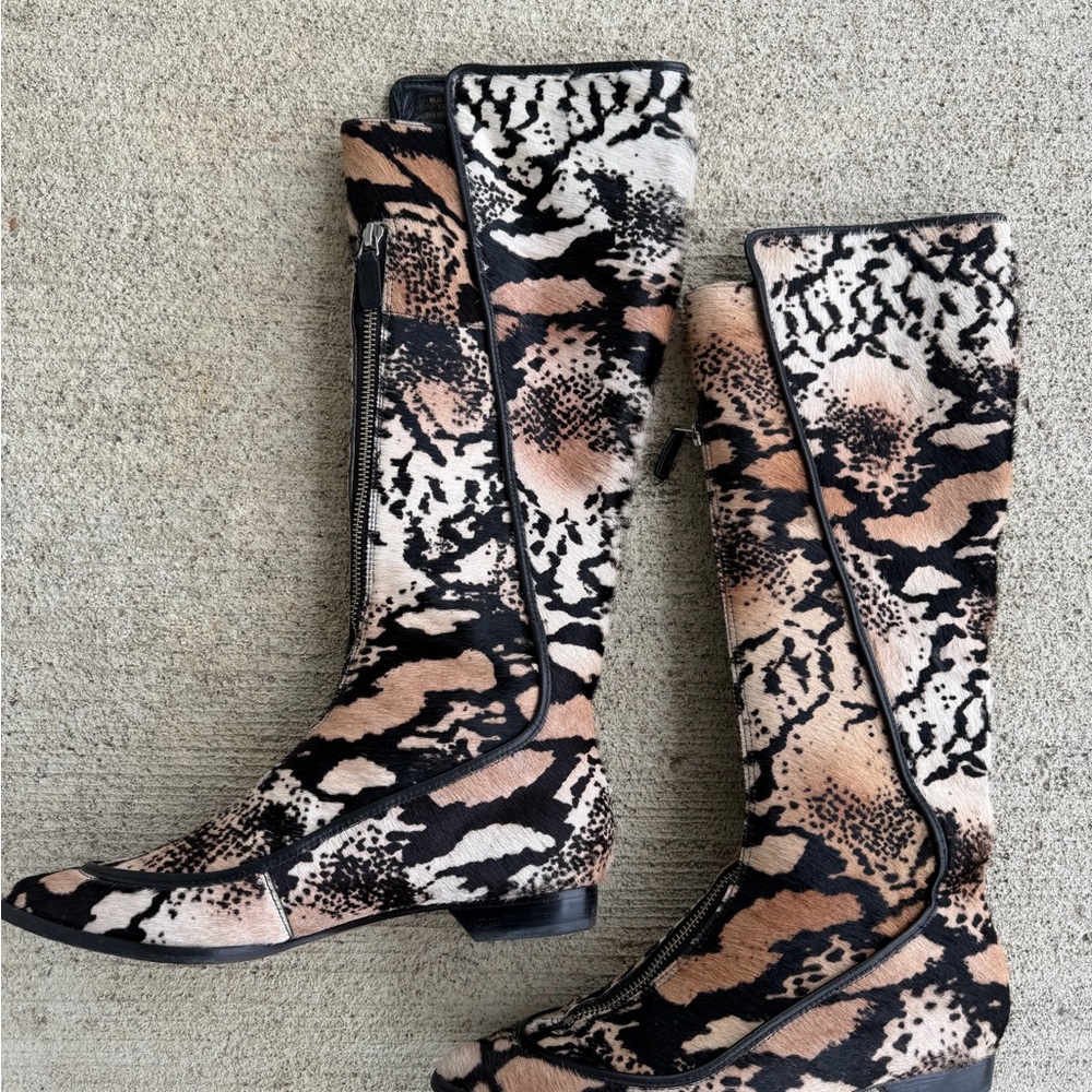 10 Crosby Derek Lam Women’s Real Fur Leopard Knee Boots Size 7.5, Brazil